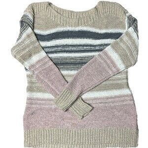 Est 1946 Loose Knit Striped Thick Chunky Sweater Beachy Plus Size M